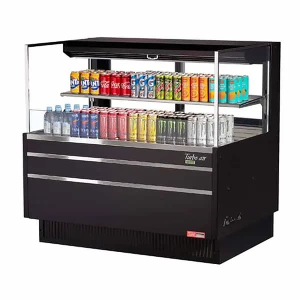 Turbo Air TOM-48L-UFD-B-2S-N Black Horizontal Open Display Case Merchandiser 46-3/4"W — main image