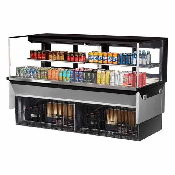 Turbo Air TOM-72L-UFD-B-2SI-N Black Drop-In Open Display Case Merchandiser 71-7/8"W — main image