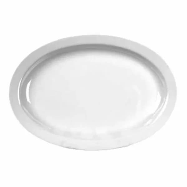 Thunder Group NS512W NuStone White 11-1/2" x 8" Oval Melamine Platter | Case of 12 — main image