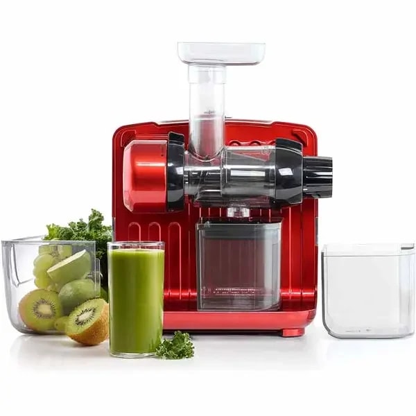 Omega JCUBE500RD Cold Press 365 Red Masticating Slow Juicer with Onboard Storage — main image