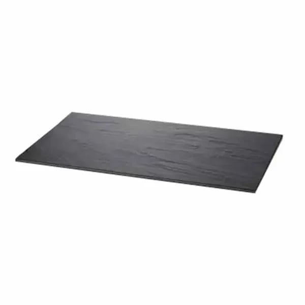 Tablecraft MG1 Frostone Black Slate Rectangular Melamine Serving Tray 20-3/4" x 12-3/4"