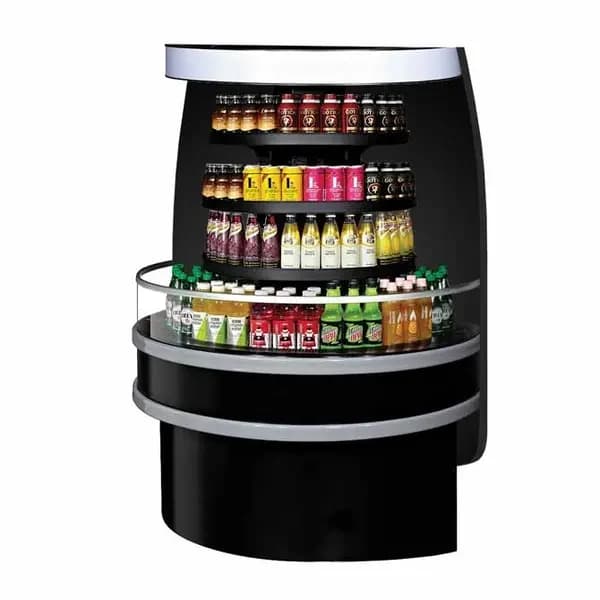 Turbo Air TIOM-48RB-N Black Semicircle Open Island Display Case Merchandiser 48"W — main image