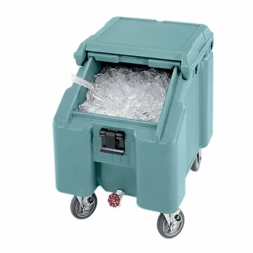 Cambro Slidinglid ICS100L401 100 Lb. Slate Blue Mobile Ice Caddy