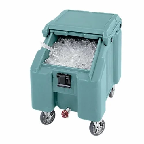 Cambro Slidinglid ICS100L401 100 Lb. Slate Blue Mobile Ice Caddy — main image
