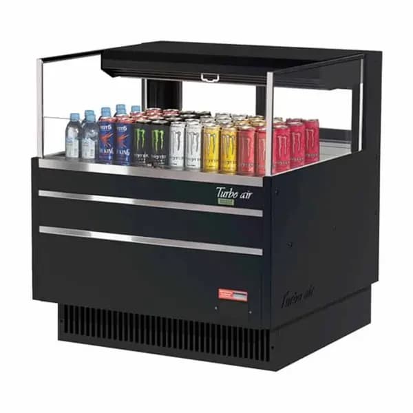 Turbo Air TOM-36L-UFD-B-1S-N Black Horizontal Open Display Case Merchandiser 34-3/4"W — main image