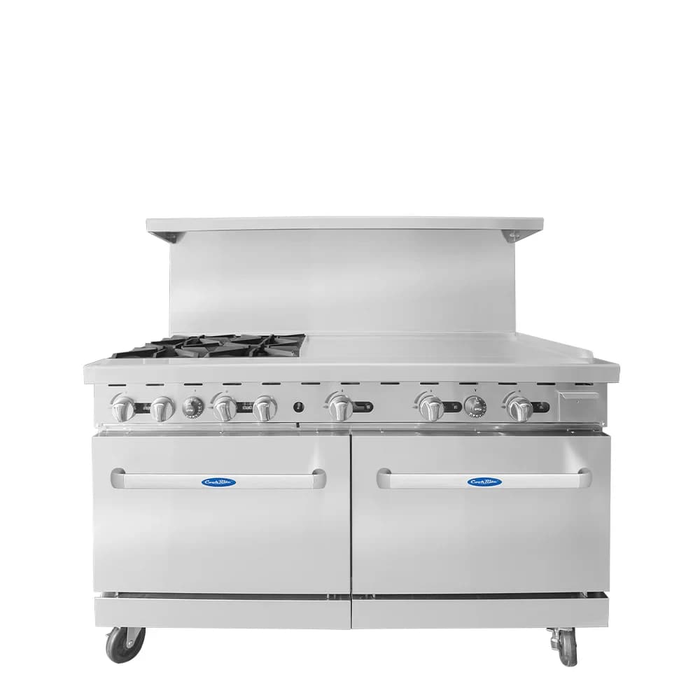 Atosa AGR-4B36GR Gas Range 60 Inch 4 Burners With 36 Inch Right Griddle And Two 26.5 Inch Ovens — main image
