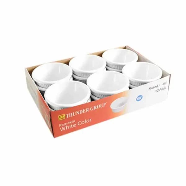 Thunder Group ML507W1R White 1-1/2 oz. Fluted Melamine Ramekin | Pack of 12 — main image