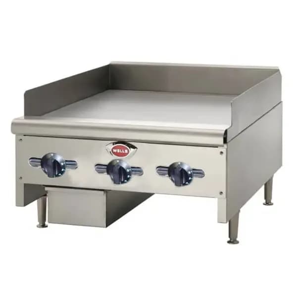 Wells HDTG-2430G Heavy Duty 60,000 BTU Thermostatic Control Gas Griddle 24"W — main image