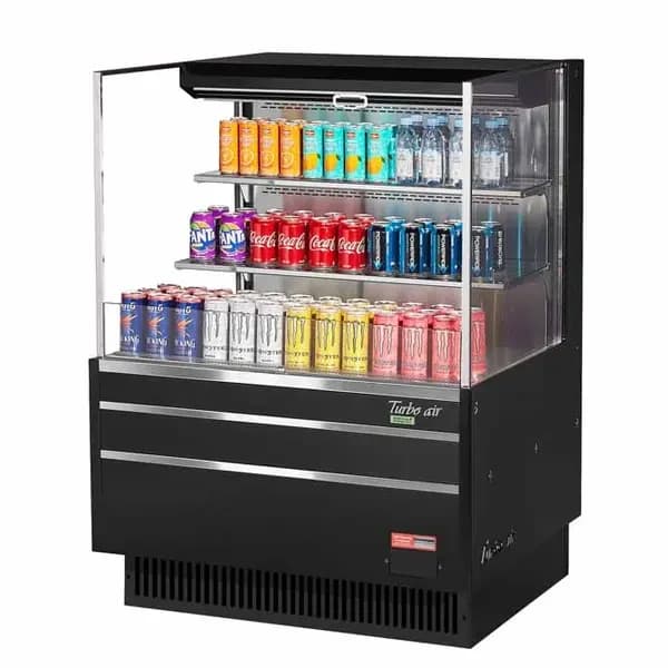 Turbo Air TOM-36L-UF-B-3S-N Black Horizontal Open Display Case Merchandiser 34-3/4"W — main image
