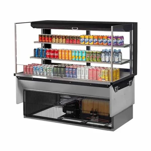 Turbo Air TOM-60L-UFD-B-3SI-N Black Drop-In Open Display Case Merchandiser 59-7/8"W — main image