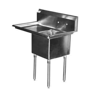 Serv-Ware E1CWP1818L-18 One-Compartment Underbar Sink 18" x 18" Bowl Left 18" Drainboard — main image