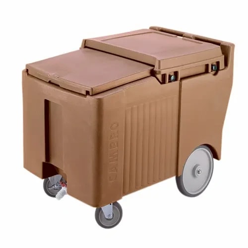 Cambro Slidinglid ICS175LB157 175 Lb. Coffee Beige Mobile Ice Caddy — main image
