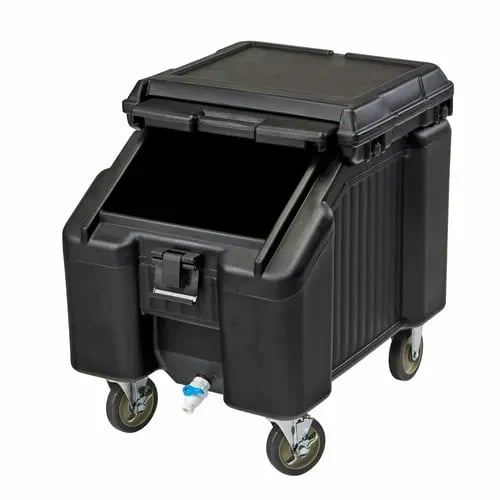 Cambro Slidinglid ICS100L110 100 Lb. Black Mobile Ice Caddy
