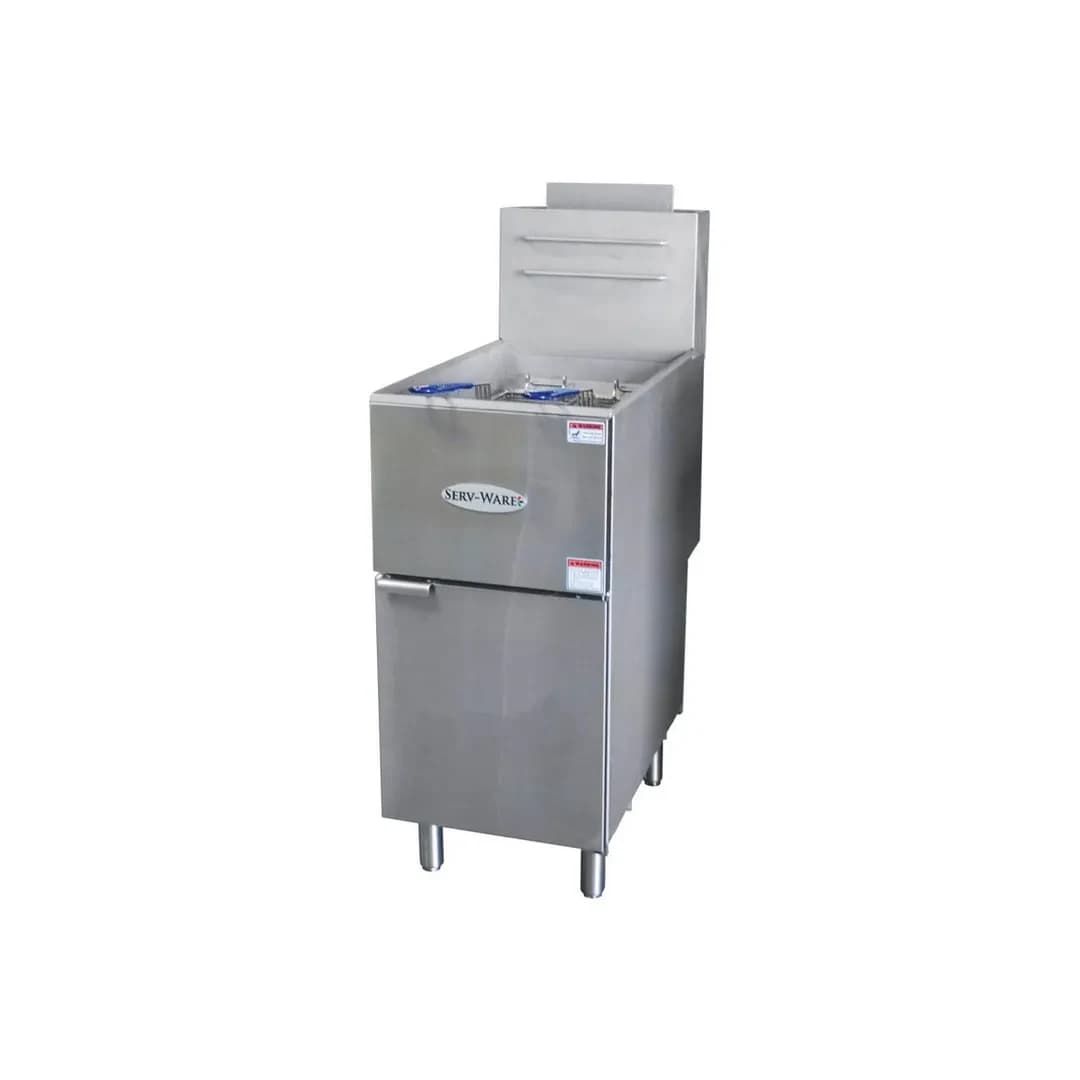 Serv-Ware SGF-40N 40 lb Natural Gas Floor Fryer 120,000 BTU (3 Burners) — main image