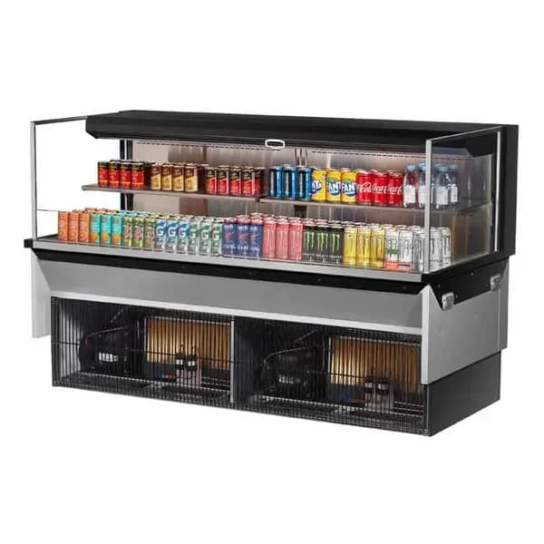 Turbo Air TOM-72L-UF-B-2SI-N Black Drop-In Open Display Case Merchandiser 71-7/8"W — main image