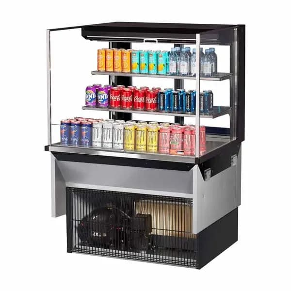 Turbo Air TOM-36L-UFD-B-3SI-N Black Drop-In Open Display Case Merchandiser 35-7/8"W — main image