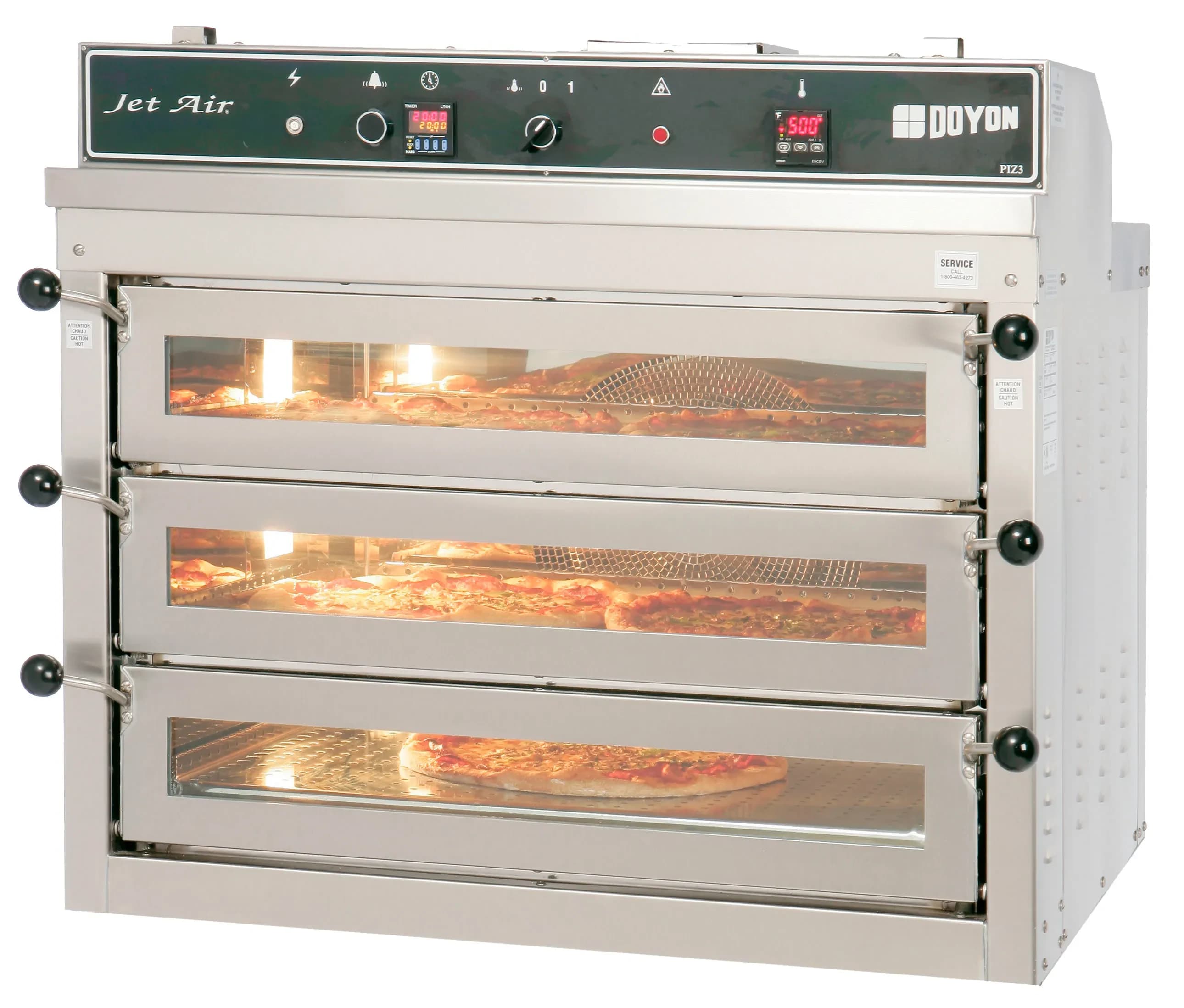 Doyon® PIZ3G Series Gas Countertop Deck Oven Nickel Plated Cooking Surface 3 Ovens — Propane, 70000 BTU — main image